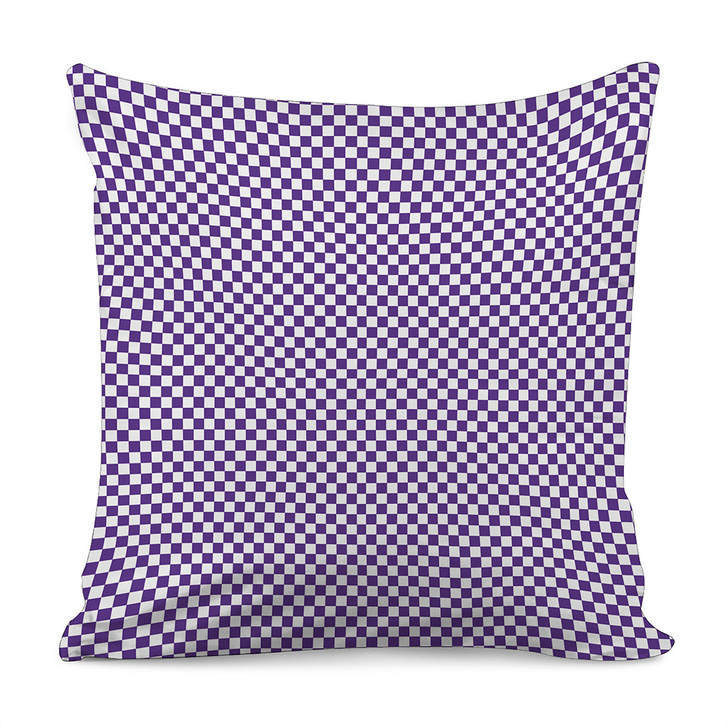 Purple And White Checkered Pattern Print Pillow Cover