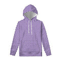 Purple And White Checkered Pattern Print Pullover Hoodie