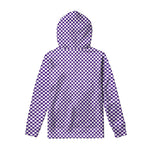 Purple And White Checkered Pattern Print Pullover Hoodie
