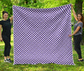 Purple And White Checkered Pattern Print Quilt