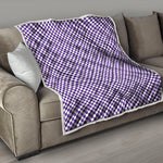 Purple And White Checkered Pattern Print Quilt