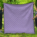Purple And White Checkered Pattern Print Quilt