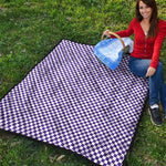 Purple And White Checkered Pattern Print Quilt