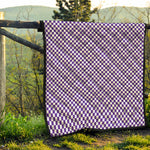 Purple And White Checkered Pattern Print Quilt