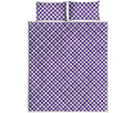 Purple And White Checkered Pattern Print Quilt Bed Set