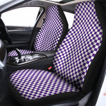 Purple And White Checkered Pattern Print Universal Fit Car Seat Covers