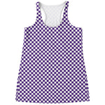 Purple And White Checkered Pattern Print Women's Racerback Tank Top