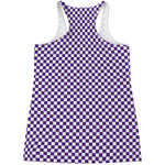 Purple And White Checkered Pattern Print Women's Racerback Tank Top