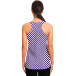 Purple And White Checkered Pattern Print Women's Racerback Tank Top