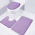 Purple And White Chevron Pattern Print 3 Piece Bath Mat Set