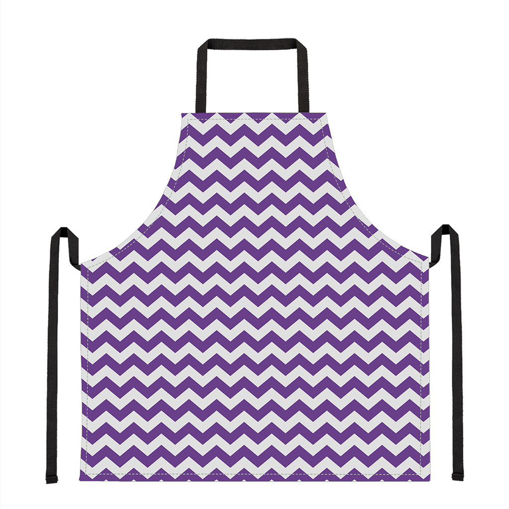 Purple And White Chevron Pattern Print Apron