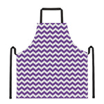 Purple And White Chevron Pattern Print Apron