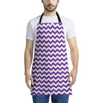 Purple And White Chevron Pattern Print Apron