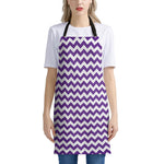 Purple And White Chevron Pattern Print Apron