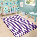 Purple And White Chevron Pattern Print Area Rug