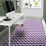 Purple And White Chevron Pattern Print Area Rug