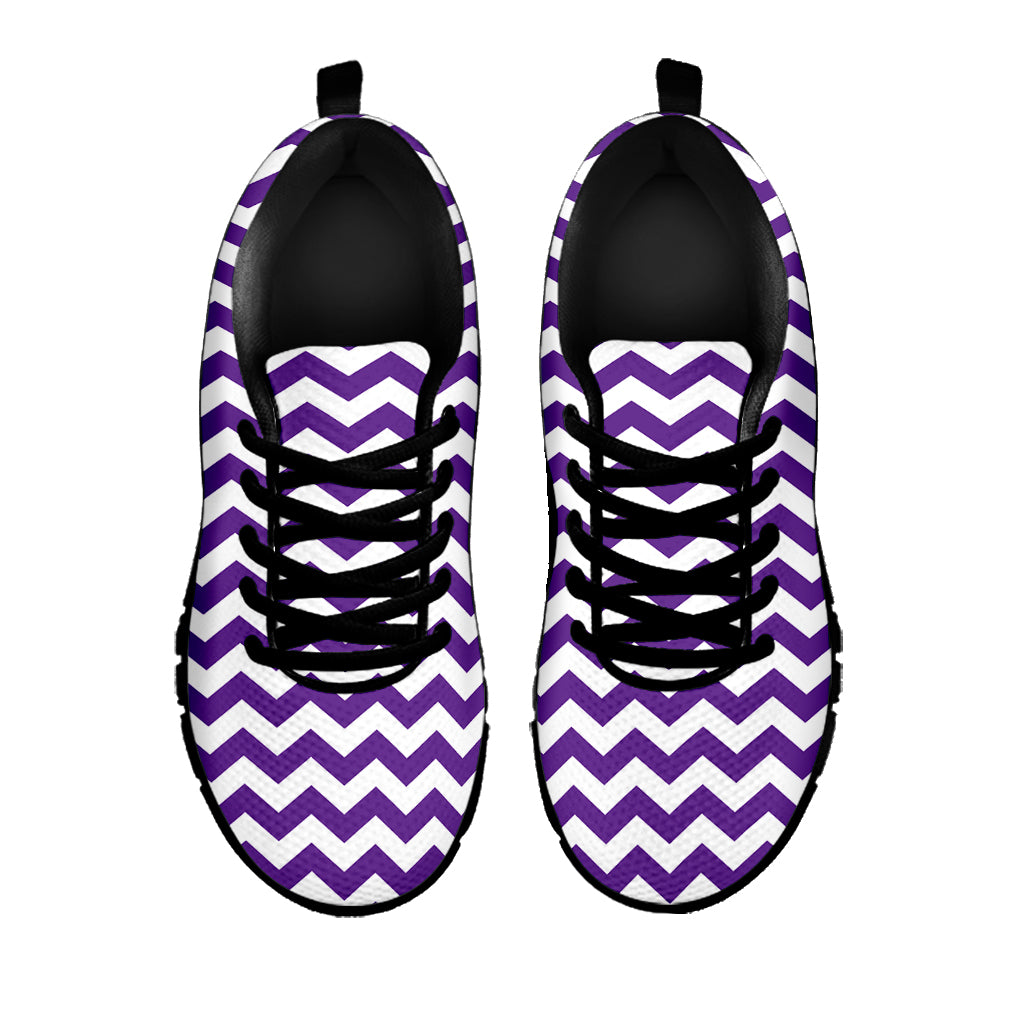Purple And White Chevron Pattern Print Black Sneakers
