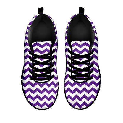 Purple And White Chevron Pattern Print Black Sneakers