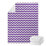 Purple And White Chevron Pattern Print Blanket