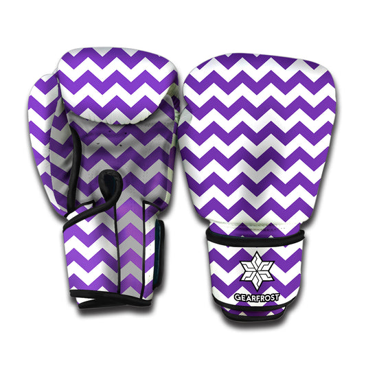 Purple And White Chevron Pattern Print Boxing Gloves