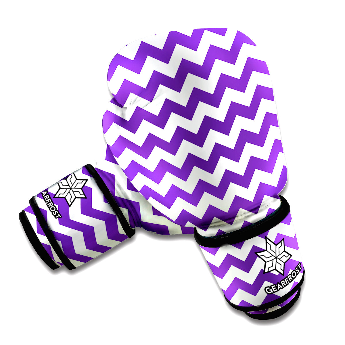 Purple And White Chevron Pattern Print Boxing Gloves
