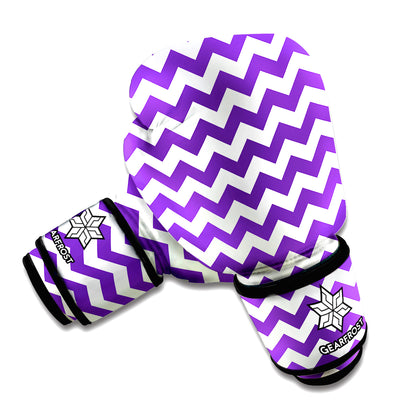Purple And White Chevron Pattern Print Boxing Gloves