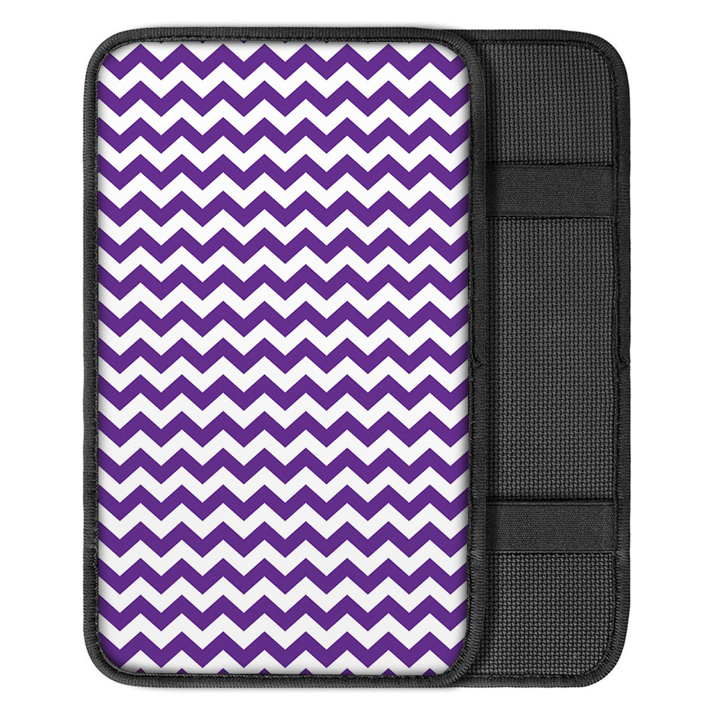 Purple And White Chevron Pattern Print Car Center Console Cover