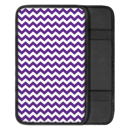 Purple And White Chevron Pattern Print Car Center Console Cover