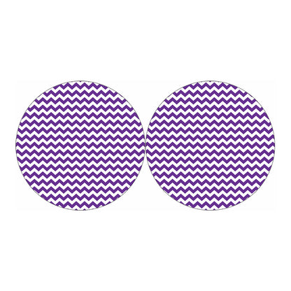 Purple And White Chevron Pattern Print Car Coasters