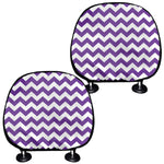 Purple And White Chevron Pattern Print Car Headrest Covers