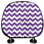 Purple And White Chevron Pattern Print Car Headrest Covers