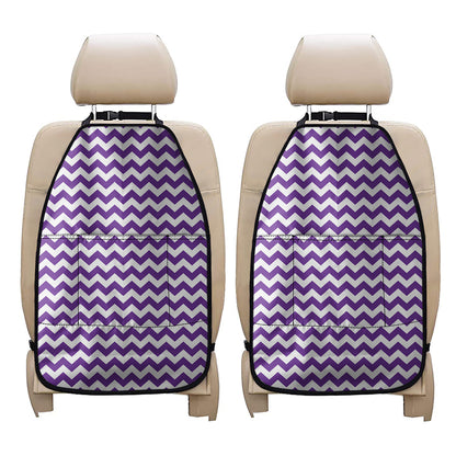 Purple And White Chevron Pattern Print Car Seat Organizers