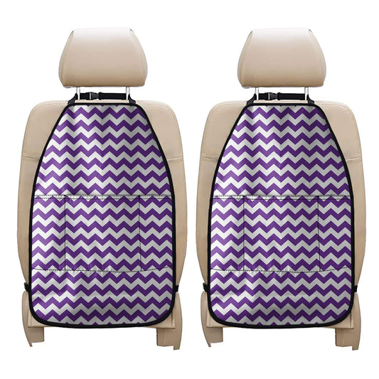 Purple And White Chevron Pattern Print Car Seat Organizers