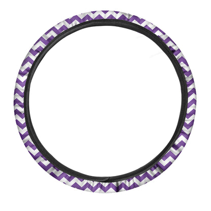 Purple And White Chevron Pattern Print Car Steering Wheel Cover