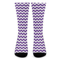 Purple And White Chevron Pattern Print Crew Socks