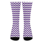 Purple And White Chevron Pattern Print Crew Socks