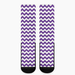 Purple And White Chevron Pattern Print Crew Socks