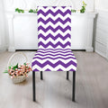 Purple And White Chevron Pattern Print Dining Chair Slipcover