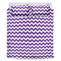 Purple And White Chevron Pattern Print Duvet Cover Bedding Set
