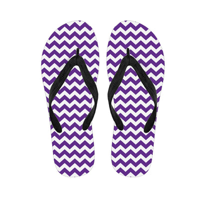 Purple And White Chevron Pattern Print Flip Flops