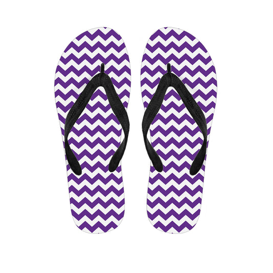 Purple And White Chevron Pattern Print Flip Flops