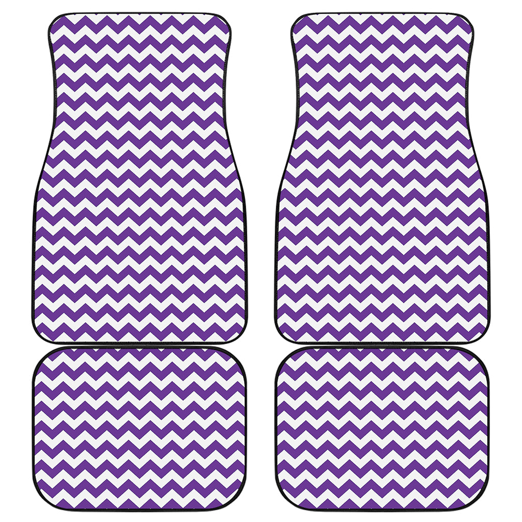 Purple And White Chevron Pattern Print Front and Back Car Floor Mats