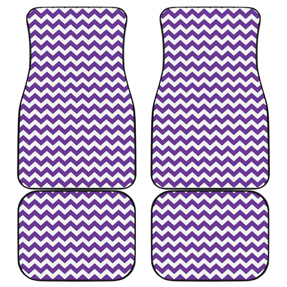 Purple And White Chevron Pattern Print Front and Back Car Floor Mats