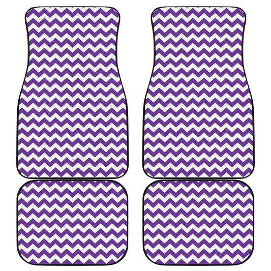 Purple And White Chevron Pattern Print Front and Back Car Floor Mats