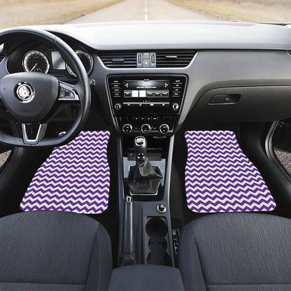 Purple And White Chevron Pattern Print Front and Back Car Floor Mats