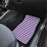 Purple And White Chevron Pattern Print Front and Back Car Floor Mats