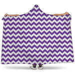 Purple And White Chevron Pattern Print Hooded Blanket