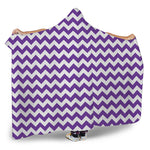 Purple And White Chevron Pattern Print Hooded Blanket