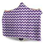 Purple And White Chevron Pattern Print Hooded Blanket