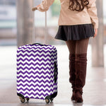 Purple And White Chevron Pattern Print Luggage Cover